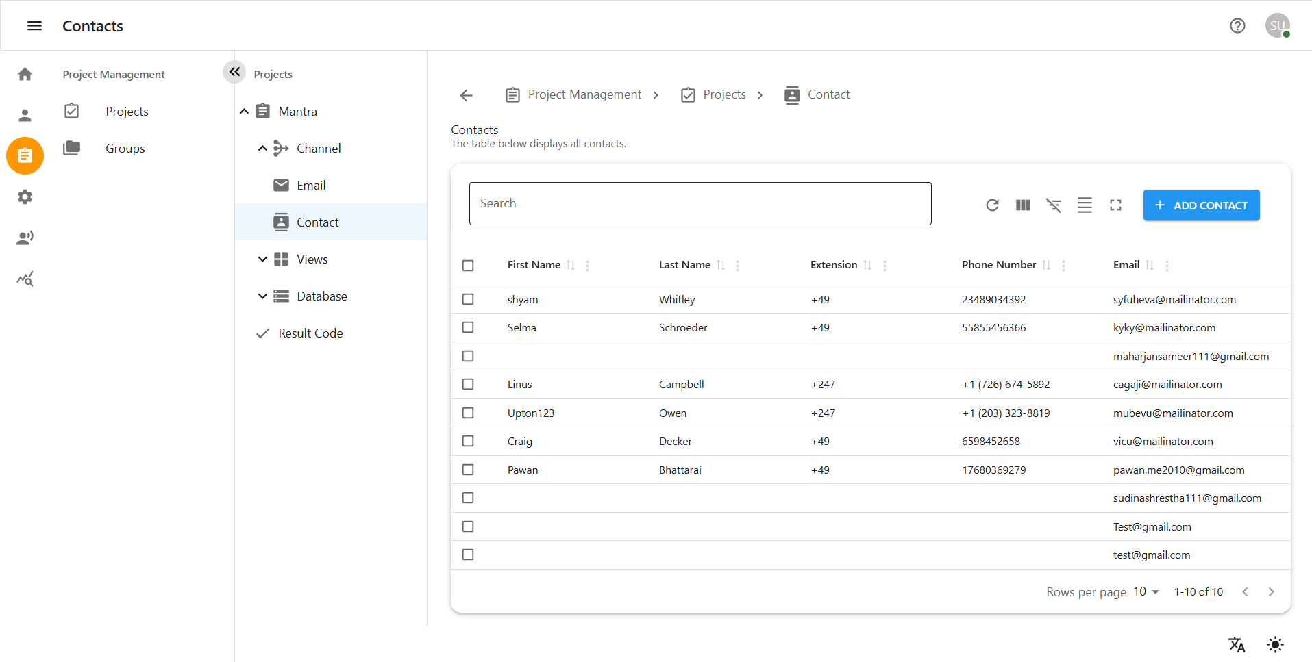 Contact Dashboard