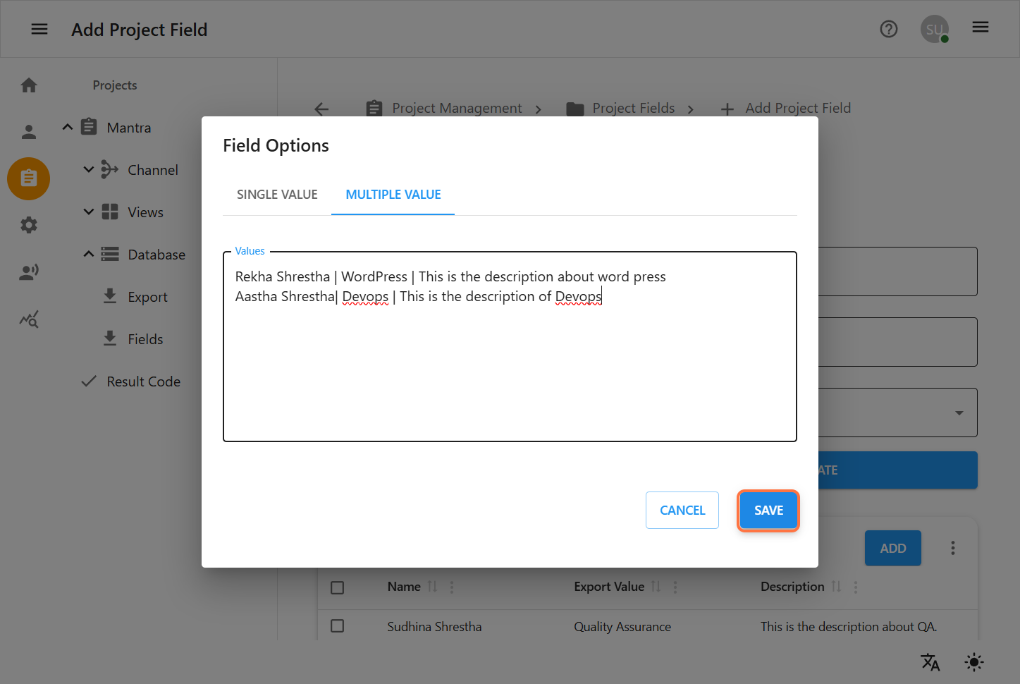 Contact Dashboard